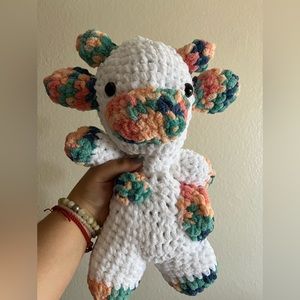 Custom made crochet cow plushies